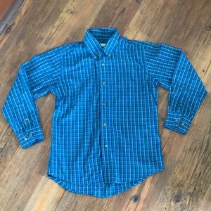 Boys Wrangler Long Sleeve Button Down Blue Shirt